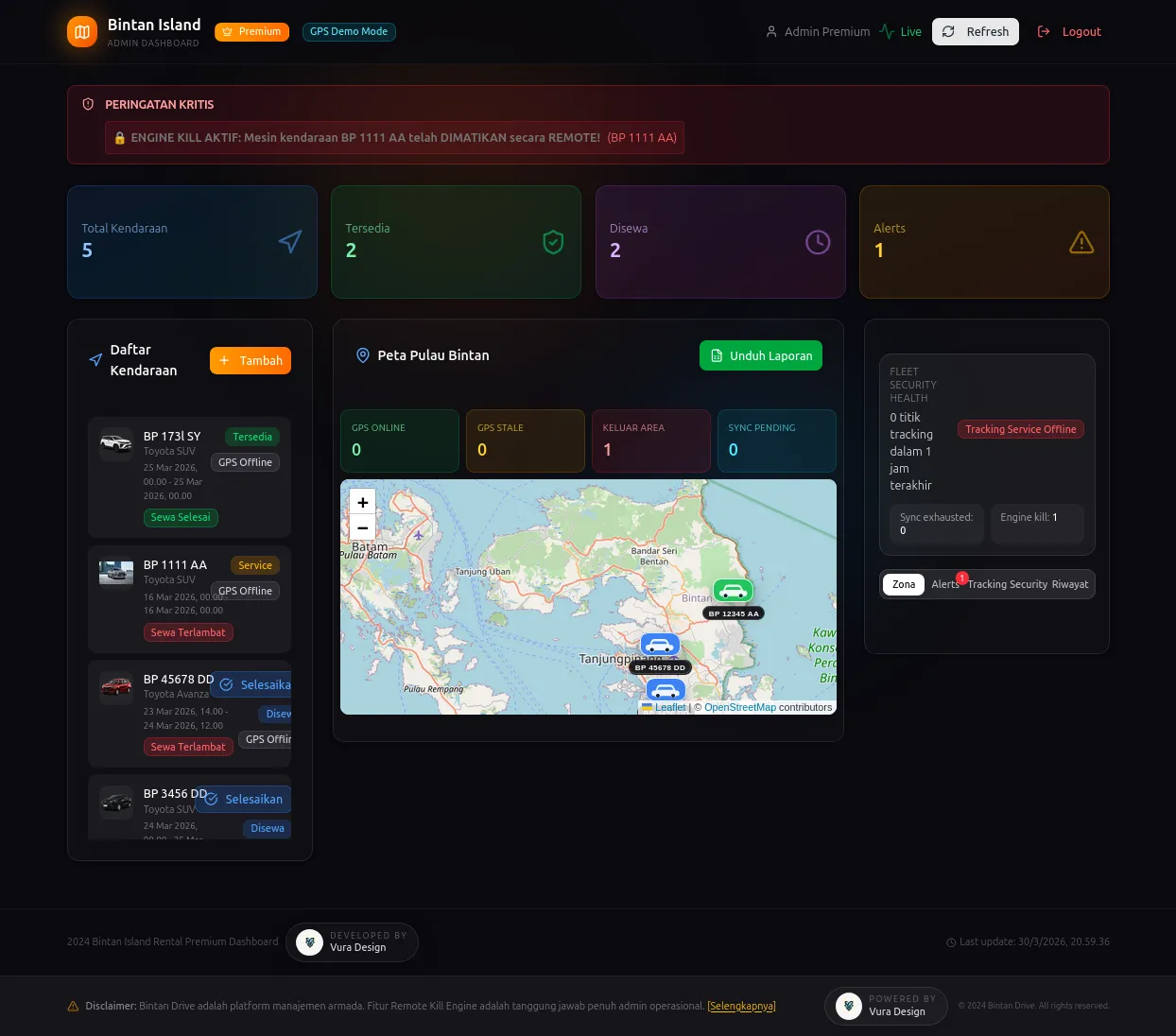Fleet Tracking Dashboard untuk Bintan Island